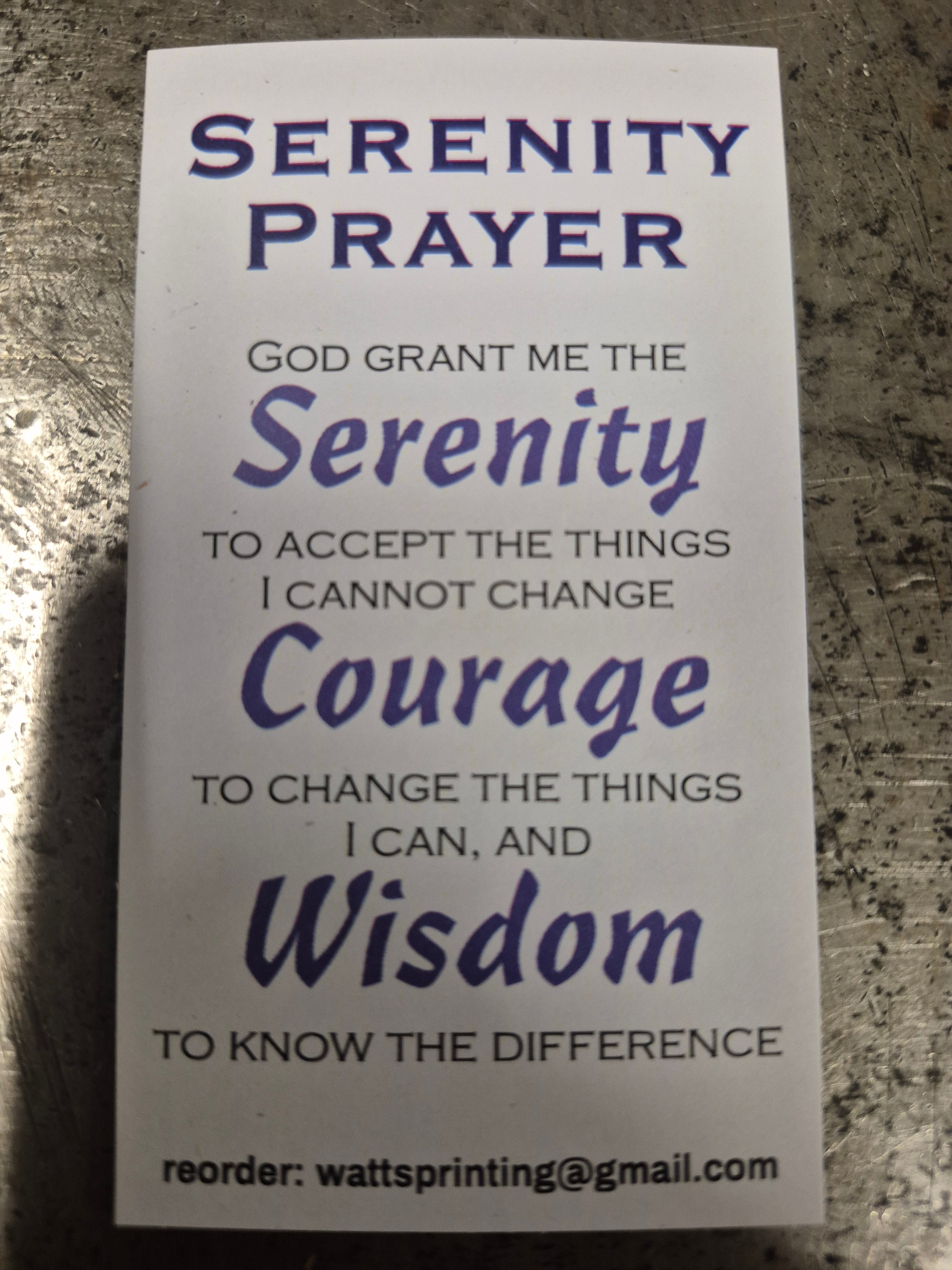 Serenity Prayer cards