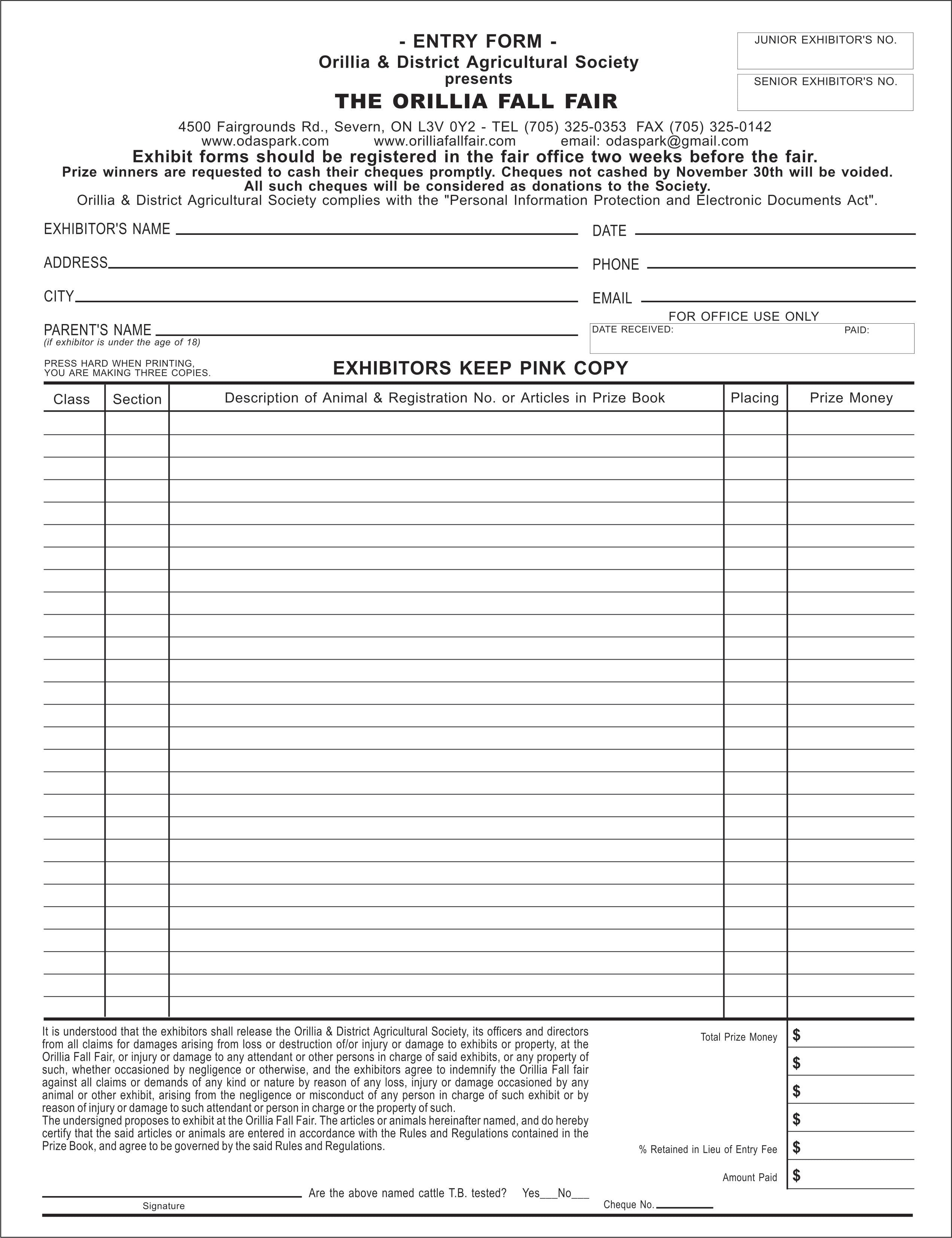 Entry Form 2 part