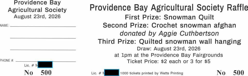 raffle tickets / 50/50 tickets 500